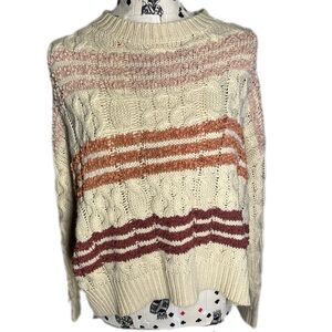Adora Cream/Oatmeal w/ Stripes Knit Sweater size Small